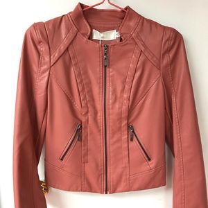 Pink Faux Leather Jacket Size S